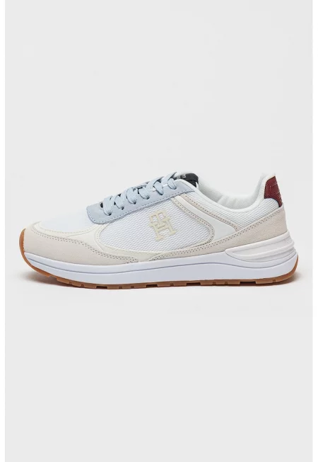 Спортни обувки с велур - Бял/Светлосин