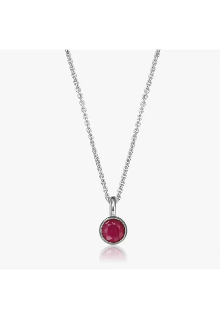 Сребърно колие Birthstone юли - Рубин