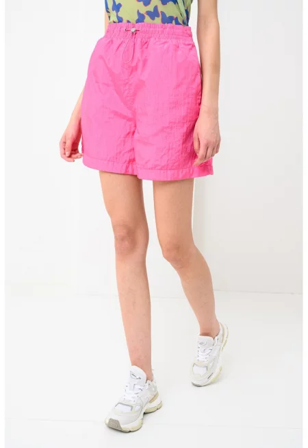 Свободен къс панталон с еластична талия - Фуксия