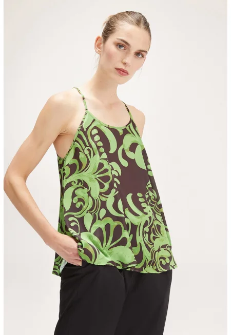 Свободен топ с шарка - Зелен/Черен