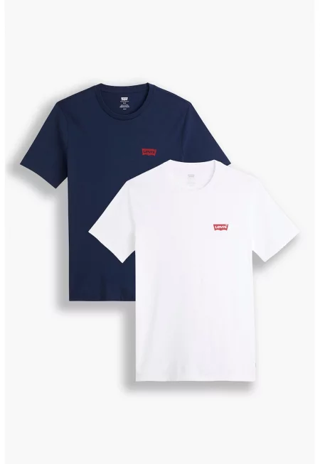 Тенискa с лого - 2 броя - Бял/Тъмно минерално синьо