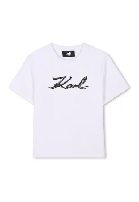 Тениска с модал с лого - Черен/Бял