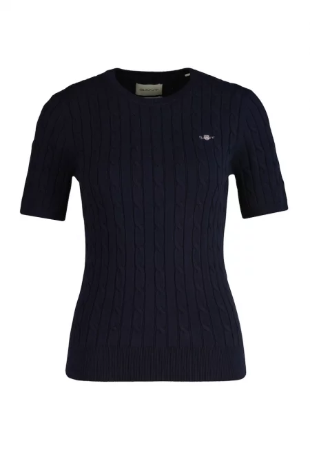 Тениска с плетка осморка с лого - Син