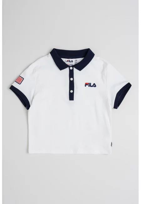 Тениска с яка и бродирано лого