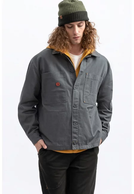 Унисекс памучно яке тип риза - Tъмносив