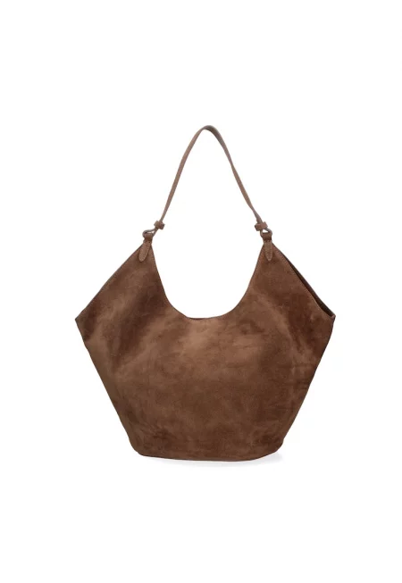 Велурена хобо чанта Lisabona - Тъмнокафяв