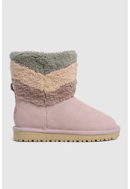 Велурени боти с лого - Светло бежово