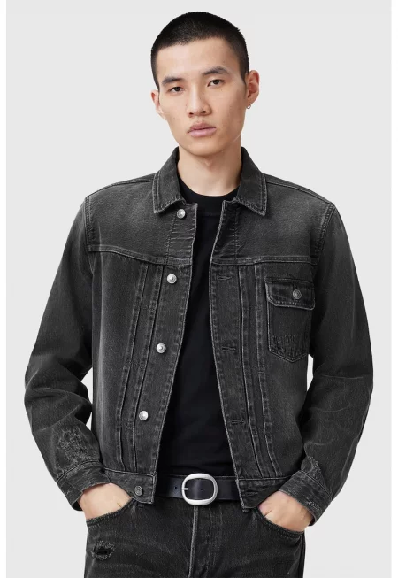 Яке от деним с джоб - Избеляло черно/Антрацитно сиво