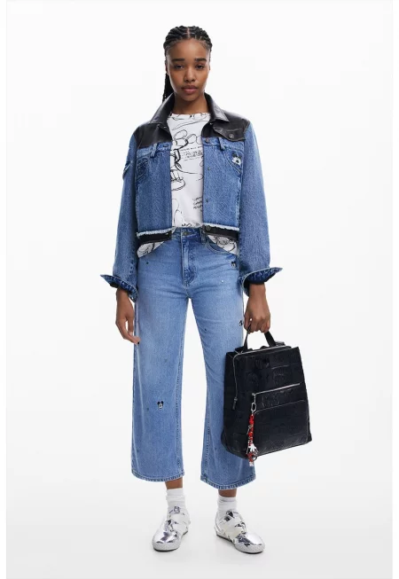 Яке с деним и еко кожа