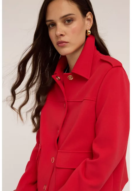 Яке с джобове с капаче - Аленочервен