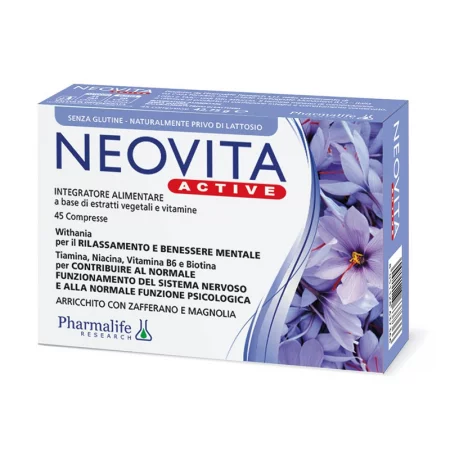 Златен корен 400 mg + Ашваганда 240 mg + Шафран 100 mg – Стрес и добро настроение, Neovita Active, 45 таблетки