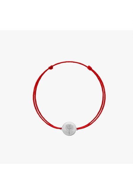 Златна гривна с шнур за деца Цвете на раждане - Ноември Хризантема