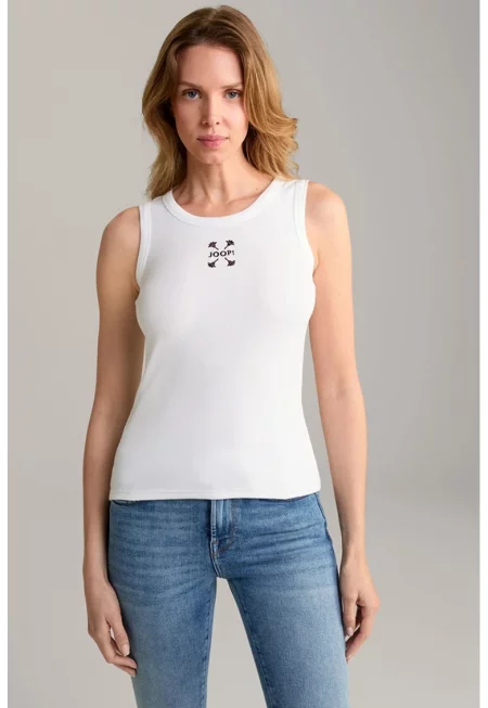 Бански с преден детайл тип лого - Бял