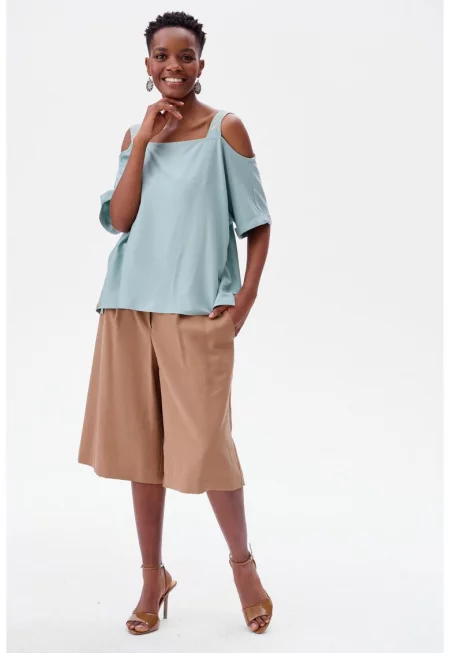 Блуза с изрязани рамене Мири