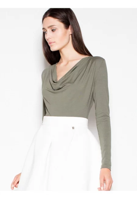 Боди  зелено - от вискоза - с дълги ръкави - Зелен