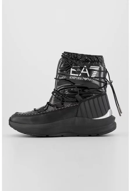 Боти с еко кожа и текстил - Черен