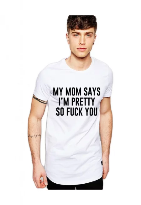 Бяла тениска за мъже - My Mom Says