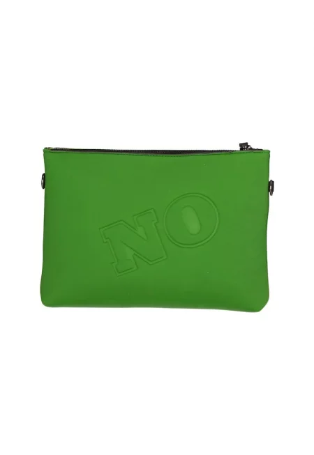 Чанта с цип и релефен надпис - Електриково Зелено