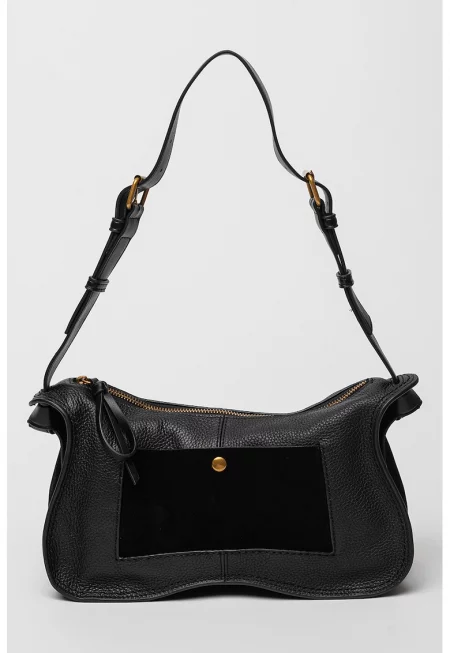 Чанта за рамо Josie с кожа и велур - Черен