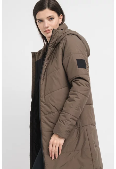 Дълго зимно яке Deutzer с качулка - Каки