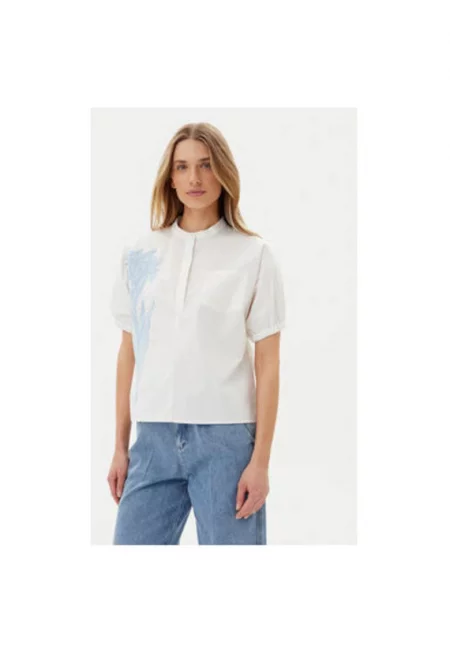 Дамска блуза  ACBL002227 - Памук - Бял - Бял