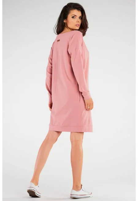 Дамска рокля -  Памук/Ликра - Розова