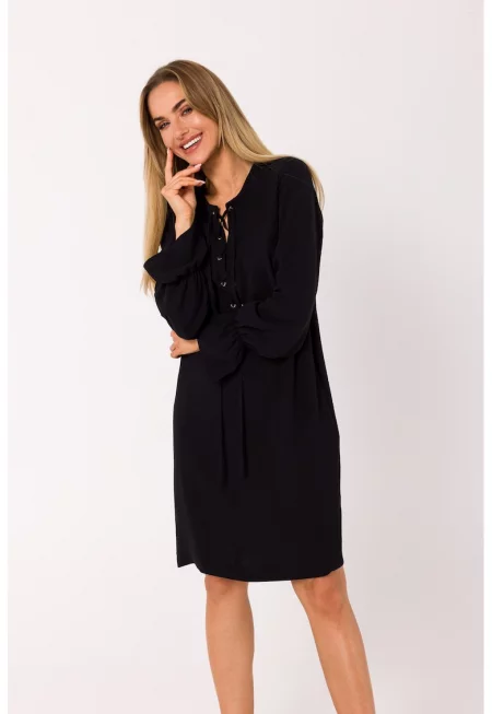 Дамска рокля - Полиестер - М - Черен