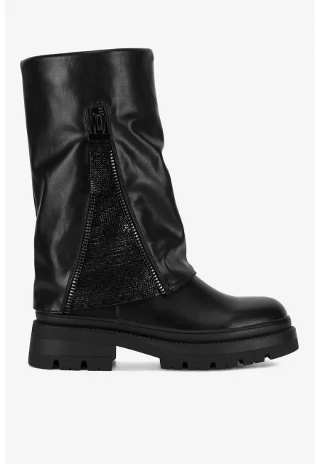 Дамски ботуши  5905588888260 - Синтетични - Черни - Черен