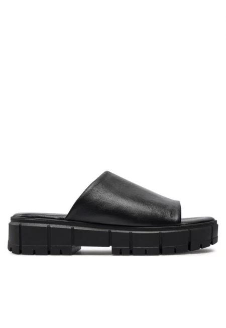 Дамски джапанки - чехли - сабо  303724801 Естествена кожа Черни