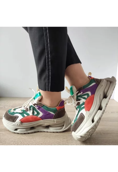 Дамски обувки 36899 Кафяво + Зелено - Кафяво + Зелено - Зелен/Кафяв