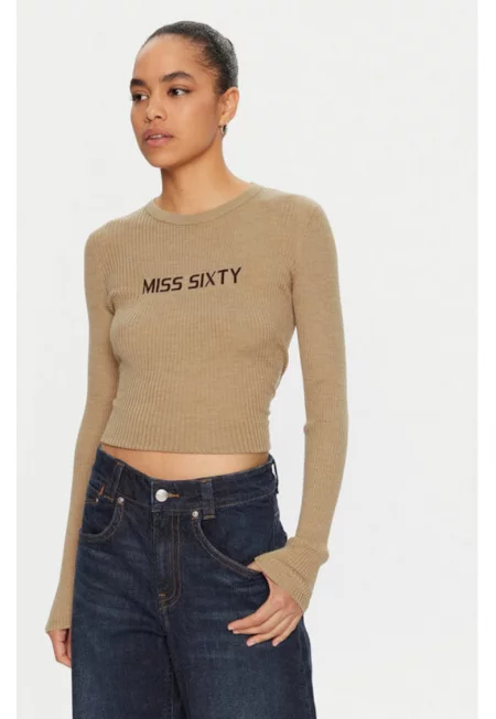 Дамски пуловер -  304760082 - Вълна/Коприна - Кафяв - Кафяв