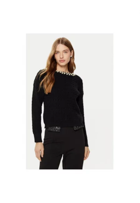 Дамски пуловер -  305165176 - Акрил/Полиамид - Черен