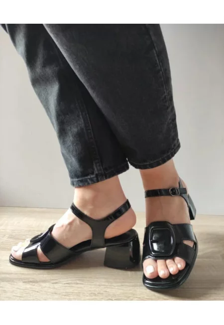 Дамски сандали  160032B 01-L - Елегантни - Черни лак - Черен