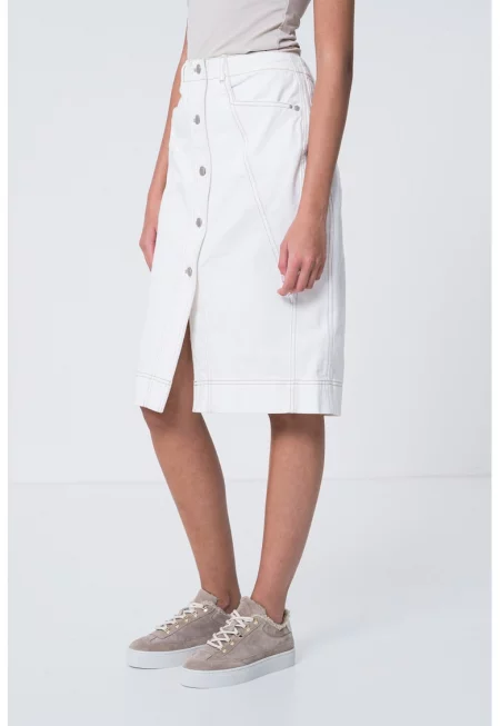 Дънкова пола с копчета - Слонова кост