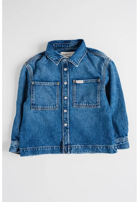 Дънково яке с джобове на гърдите - Тъмносин