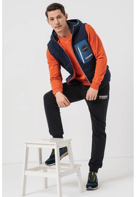 Елек с качулка и цип - Тъмносин