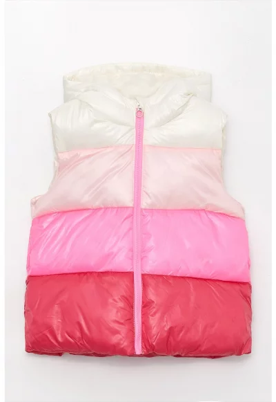 Елек с качулка и цветен блок