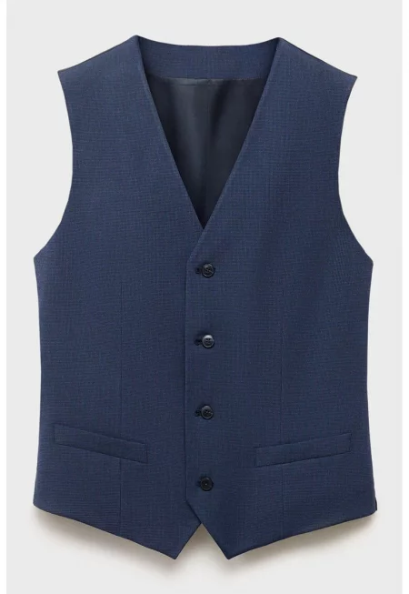 Елек с обшити джобове - Петролно синьо