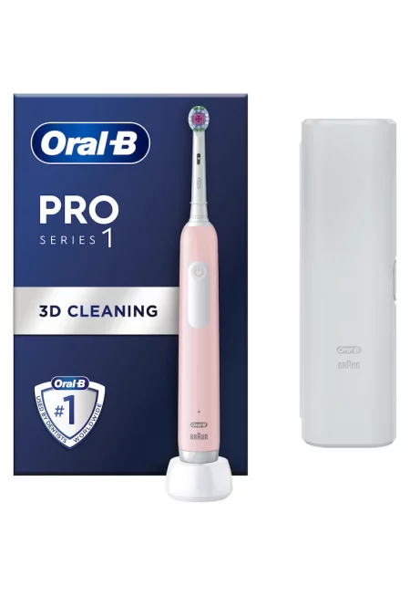 Електрическа четка за зъби  Pro 1 - 3D почистване - 1 програма - 1 глава за четка - комплект за пътуване - Розово