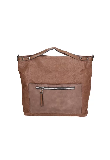 Хобо чанта с джоб с цип - Сиво-кафяв