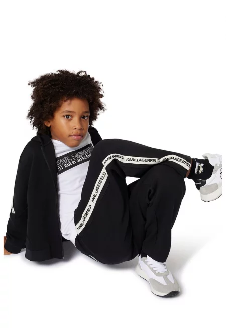 Худи с памук и цип - Черен