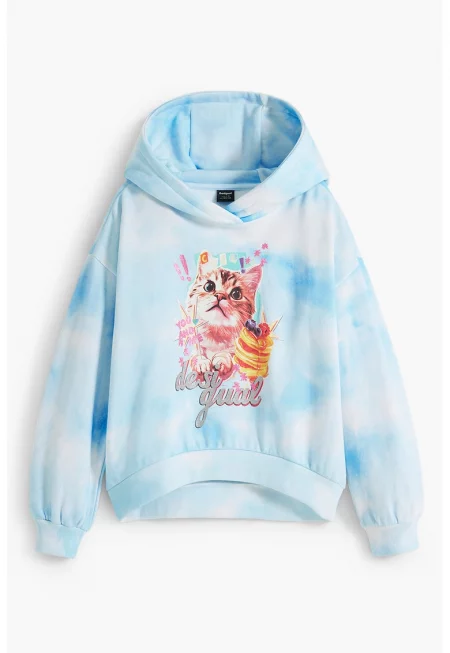 Худу с хоризонтален меланж и фигурален принт