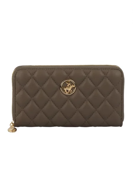 Капитонирано портмоне с цип - Тъмнокафяв