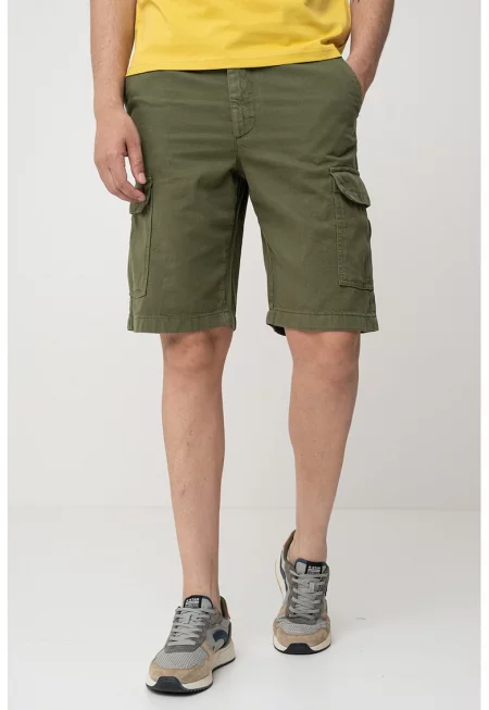 Карго бермуди със средна талия - Тъмнозелен