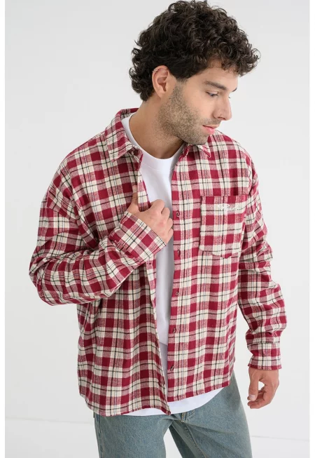 Карирана риза с паднали ръкави