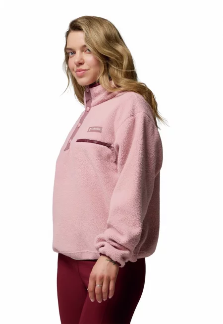 Къс поларен суитшърт за трекинг Helvetia™ II - Светлорозов/Тъмновиолетов