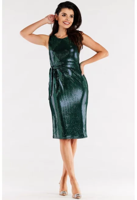 Къса рокля без ръкави с кръгло деколте A560