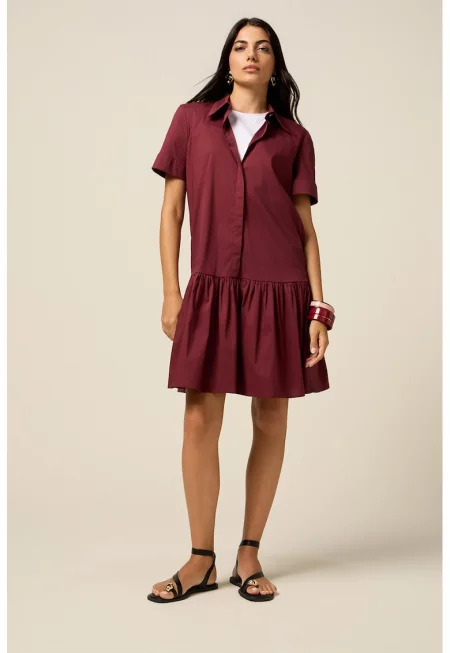 Къса свободна рокля - Коняк кафяв