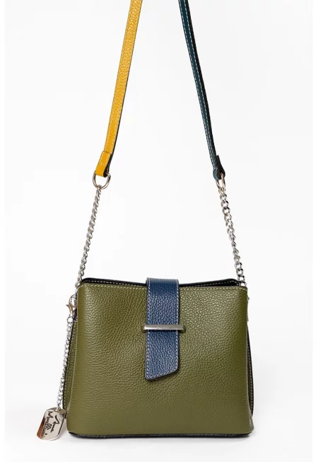 Кожена чанта през рамо Ciosa - Канелено кафяво/Тъмно каки