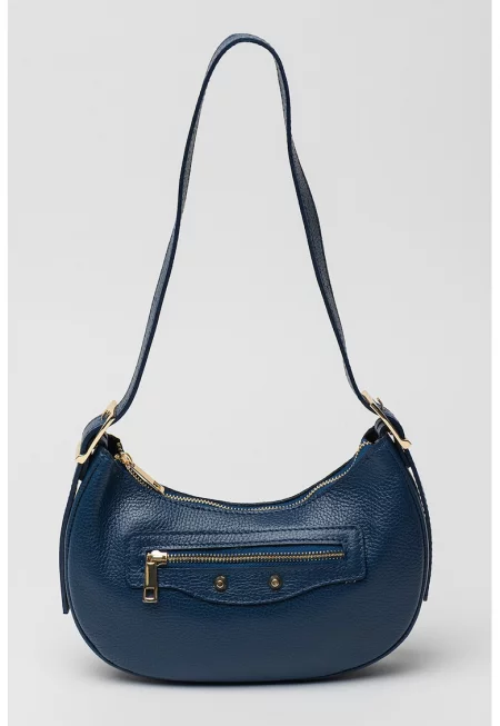 Кожена чанта през рамо с джоб отпред